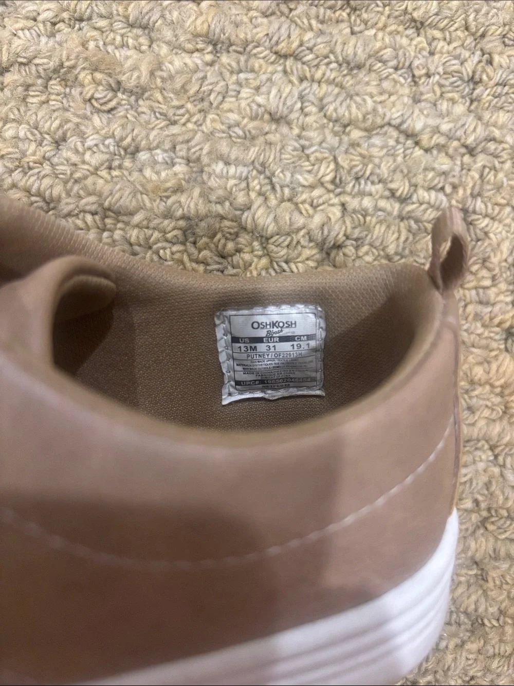 OshKosh B'gosh Kids' Brown Putney Oxford Slip On Sneakers Size 13 Boys